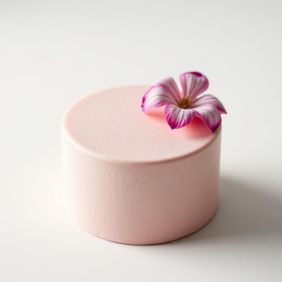 Modern pink cake with edible flower